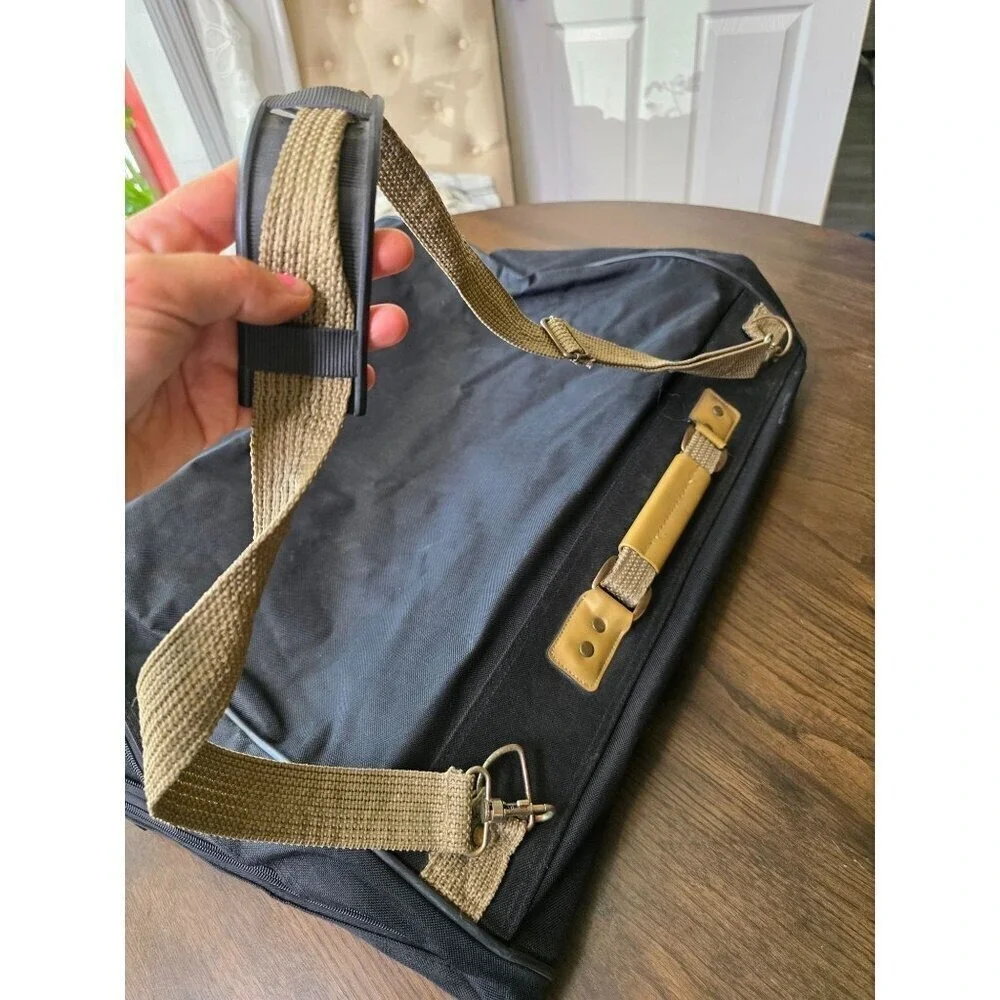 Verdi Tweed & Leather Folding 2-Suiter Garment Bag with Shoulder Strap